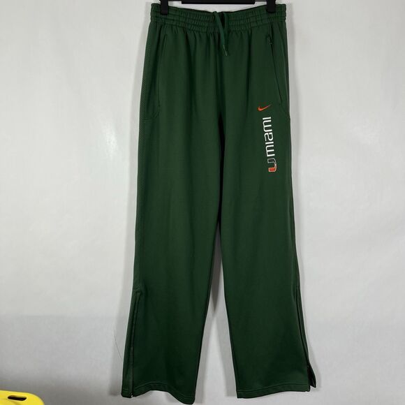 Miami Hurricanes Nike Athletic Track Sweat Pants Mens Size Small Green 28x31 - Picture 1 of 13